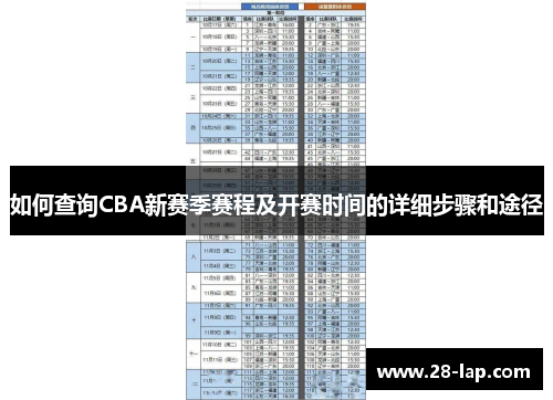 如何查询CBA新赛季赛程及开赛时间的详细步骤和途径